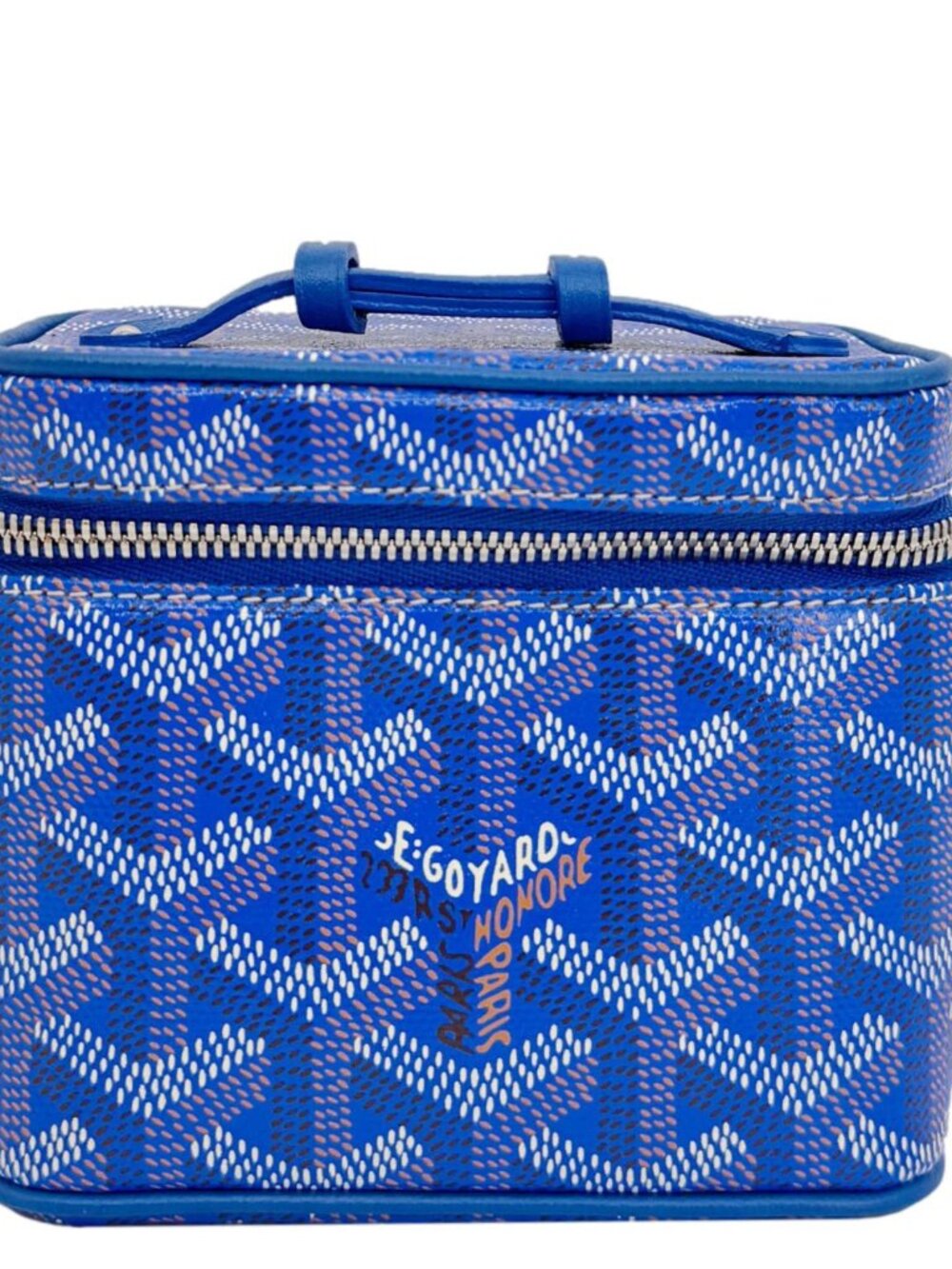 Goyard  Muse Vanity Case Nano Monogram Chevron Canvas Crossbody Bag Blue
